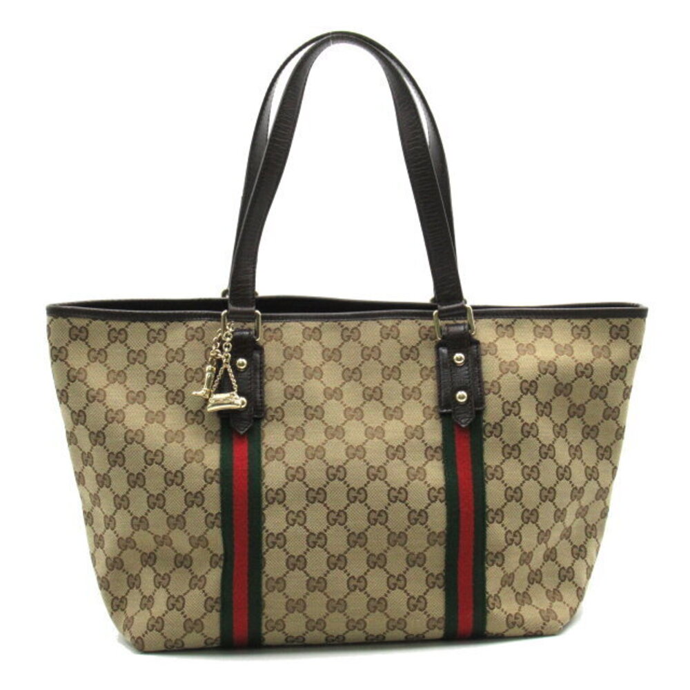 Gucci Sherry Tote Bag Gg Canvas Brown Bag